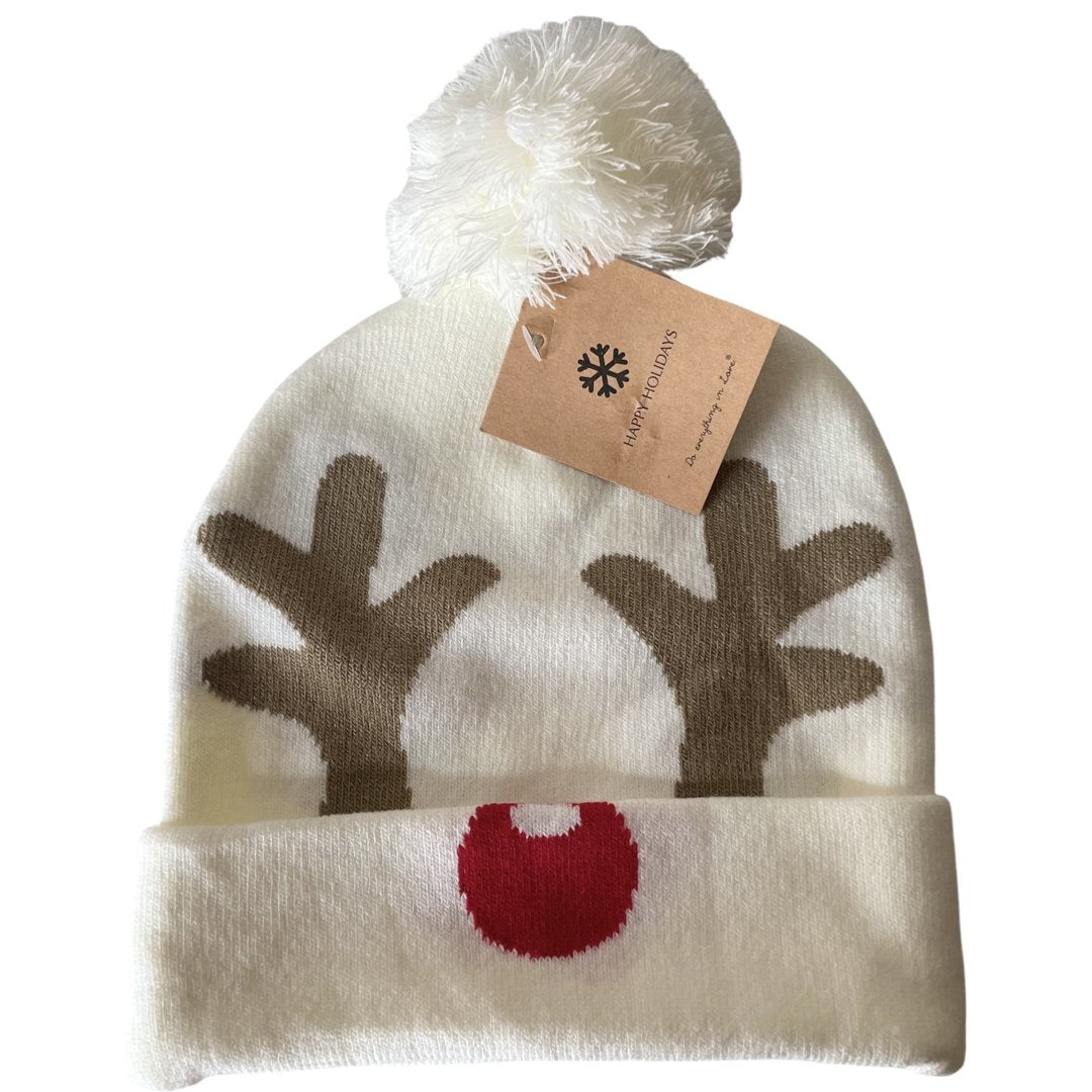 Reindeer Knit Christmas Beanie - Shimmer Me