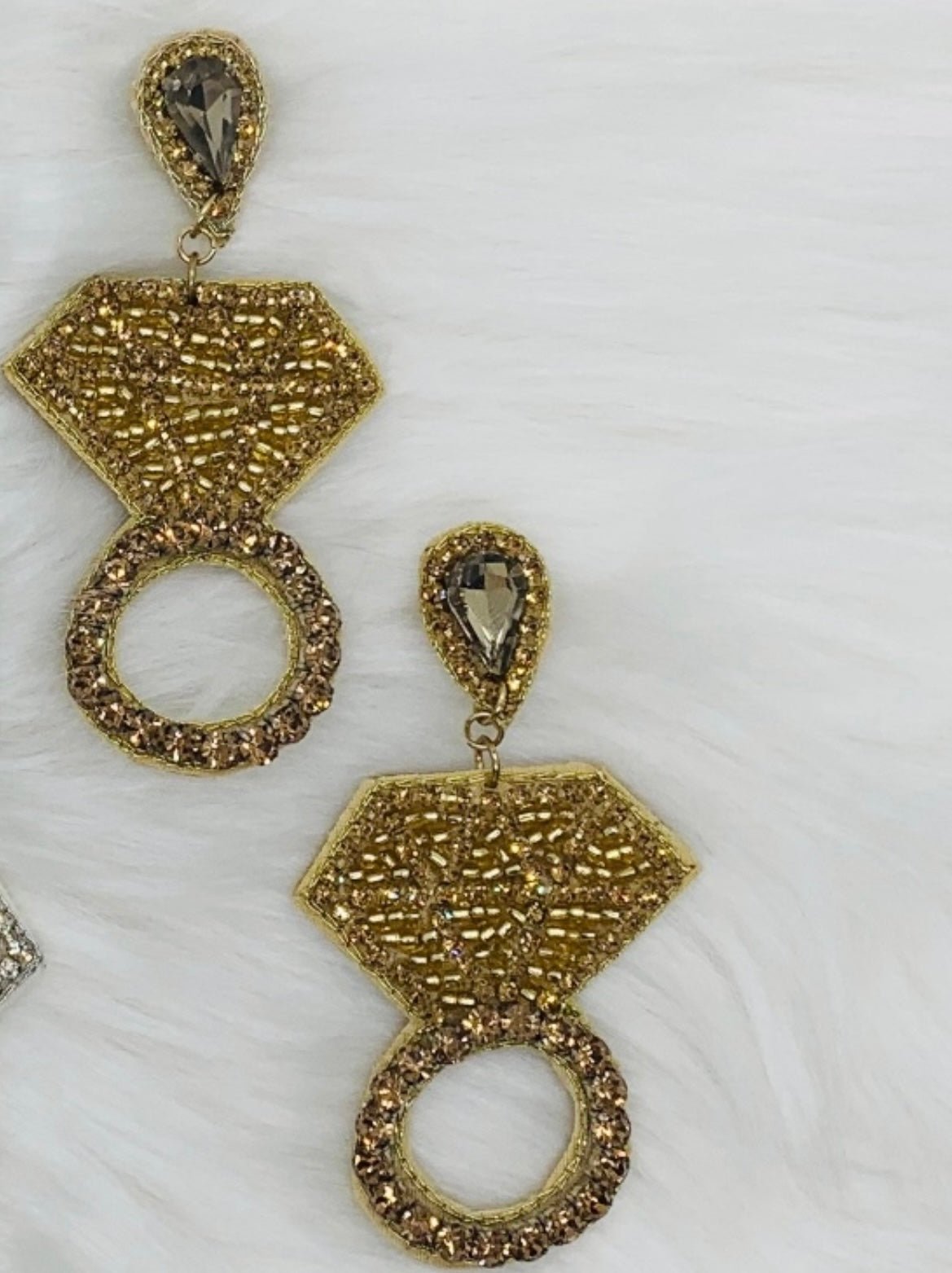 Wedding Ring Seed Bead Bride Earrings - Shimmer Me